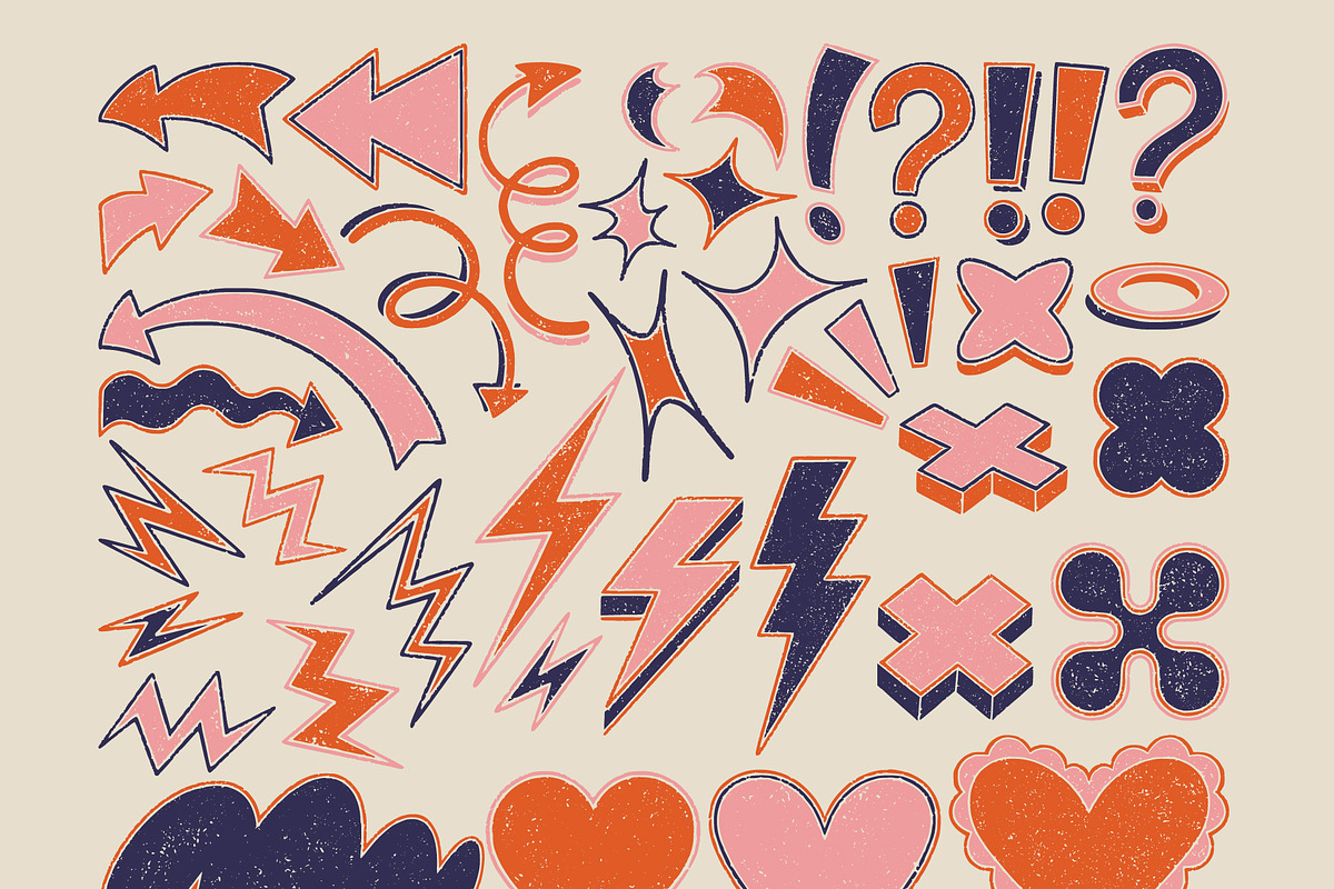 Retro Shapes Playful Clipart, an Object Graphic by ElenKoss (Photo 3 of 7)