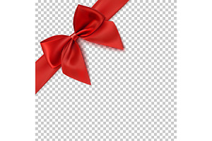 Realistic Red Bow And Ribbon.