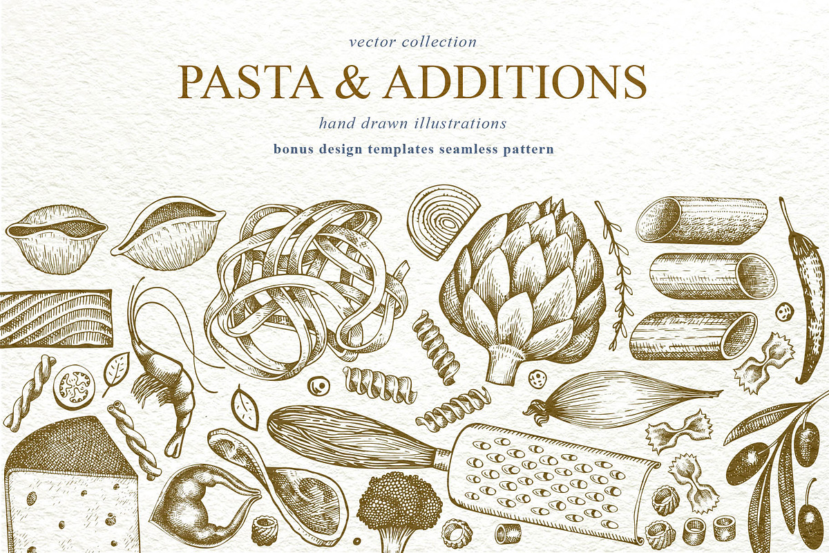 Pasta & Additions Vector Collection, a Food Illustration by Lubov Illustrations Shop (Photo 1 of 8)