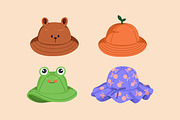 Kids summer panamas, beach hats set, an Object Illustration by Good Studio (Thumbnail 3 of 6)