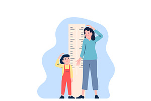 Measuring own height. Little child, an Illustration by LadadikArt