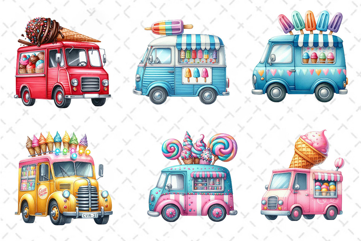 Summer Ice Cream Truck Clipart, an Illustration by Dream Creation (Photo 4 of 6)