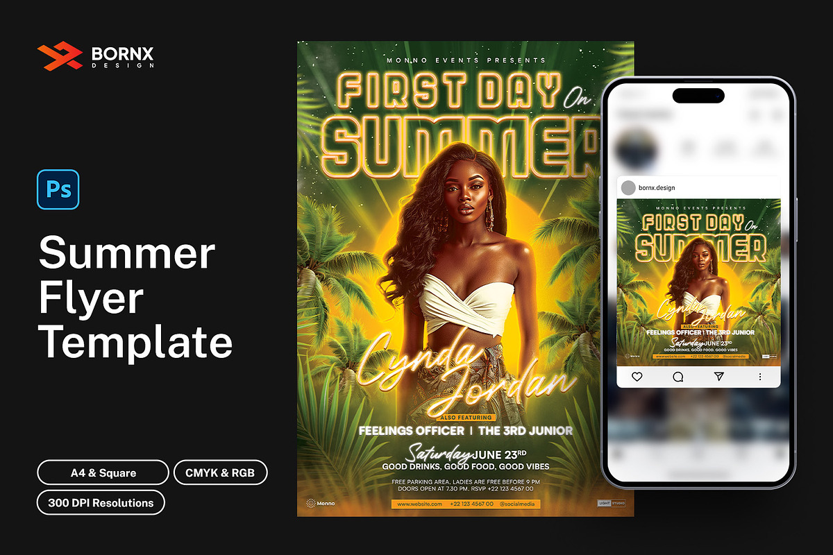 Summer Party Flyer Template PSD, a Flyer Template by Bornx Design (Photo 1 of 5)