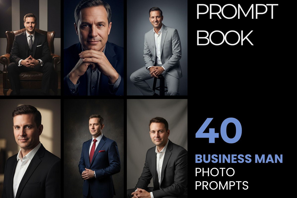 40 AI Business Man Photo Prompts, a Business Photo by Selenique Studio (Photo 1 of 13)