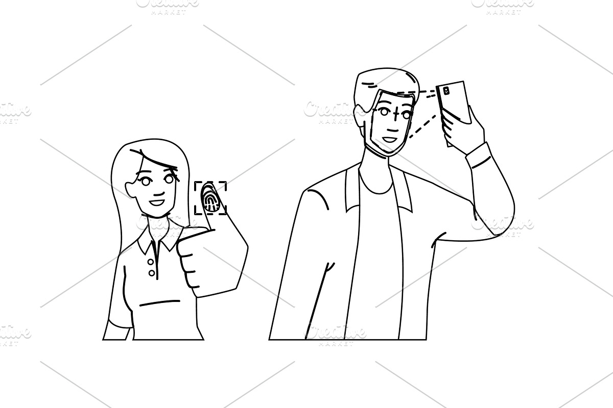 scan biometric authentication vector, a Person Illustration by pikepicture