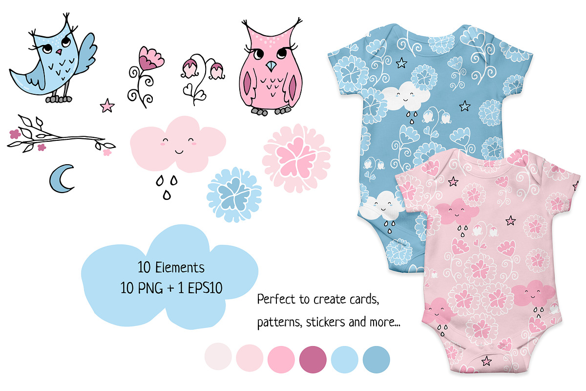 Cute baby owls and nursery patterns, a Pattern Graphic by Jermolina Mockups (Photo 5 of 7)