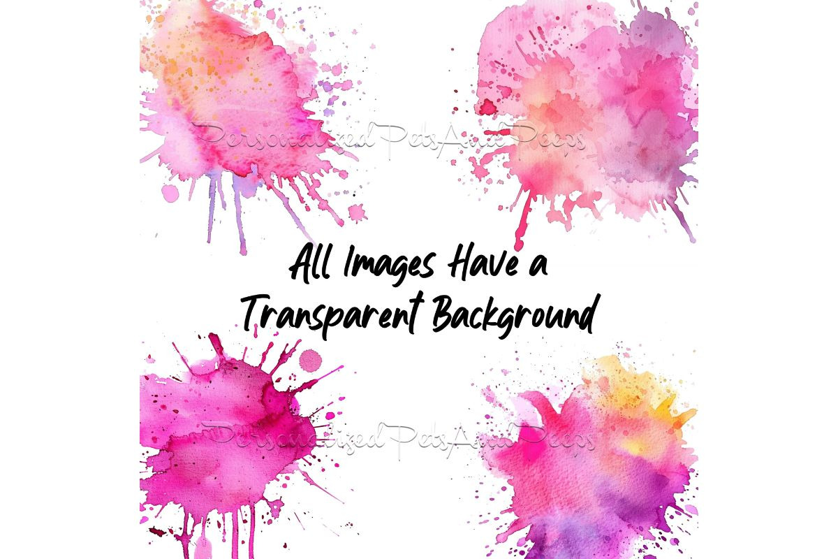 24 Fuchsia Watercolor Splashes, a Decorative Illustration by Art Paradise Studios (Photo 3 of 4)