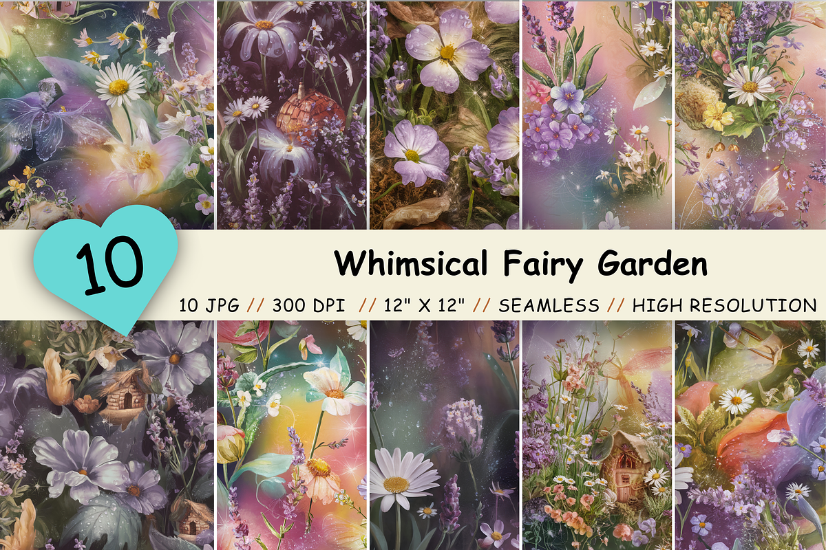 Whimsical Fairy Garden Pattern, a Pattern Graphic by FloridPrintables (Photo 1 of 7)