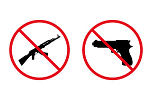 Hand Gun and AK 47 Automatic, an Object Illustration by Vector Creator