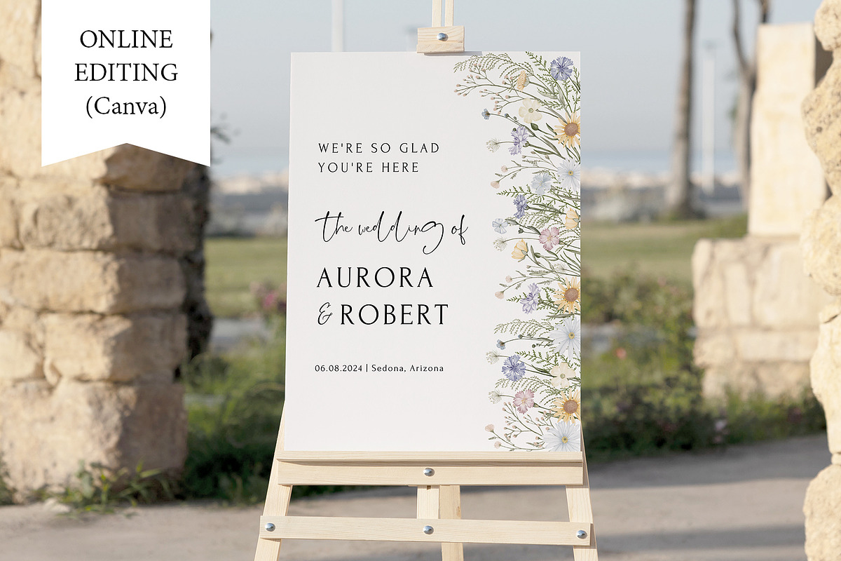 Wildflower Wedding Welcome Sign Boho, an Invitation Template by PawGraphic (Photo 1 of 8)