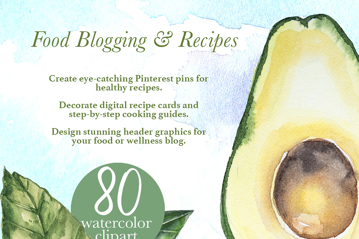 Salad Watercolor Clipart Set, a Food Illustration by ArtCreationsDesign (Photo 6 of 13)