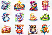 Funny Cartoon Sleepy Quirky Animals, an Illustration by RobertsArt (Thumbnail 3 of 7)