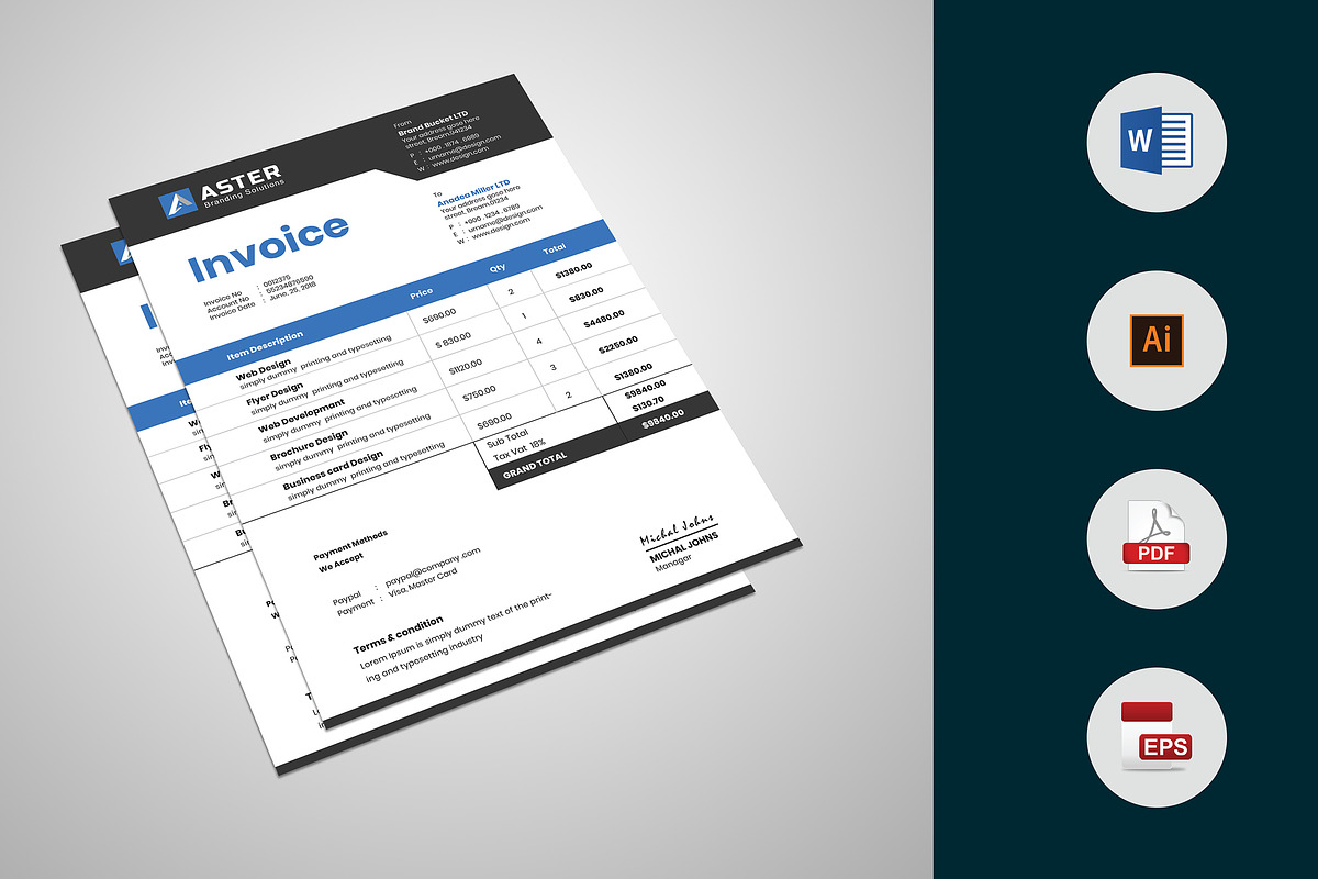 Minimal Invoice, a Stationery Template by UI_Expert (Photo 1 of 4)