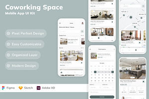 Coworking Space Mobile App UI Kit, an UI Kit Template by Betush