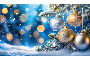 Christmas ornaments hanging from a, a Holiday Photo by Igor Tichonow