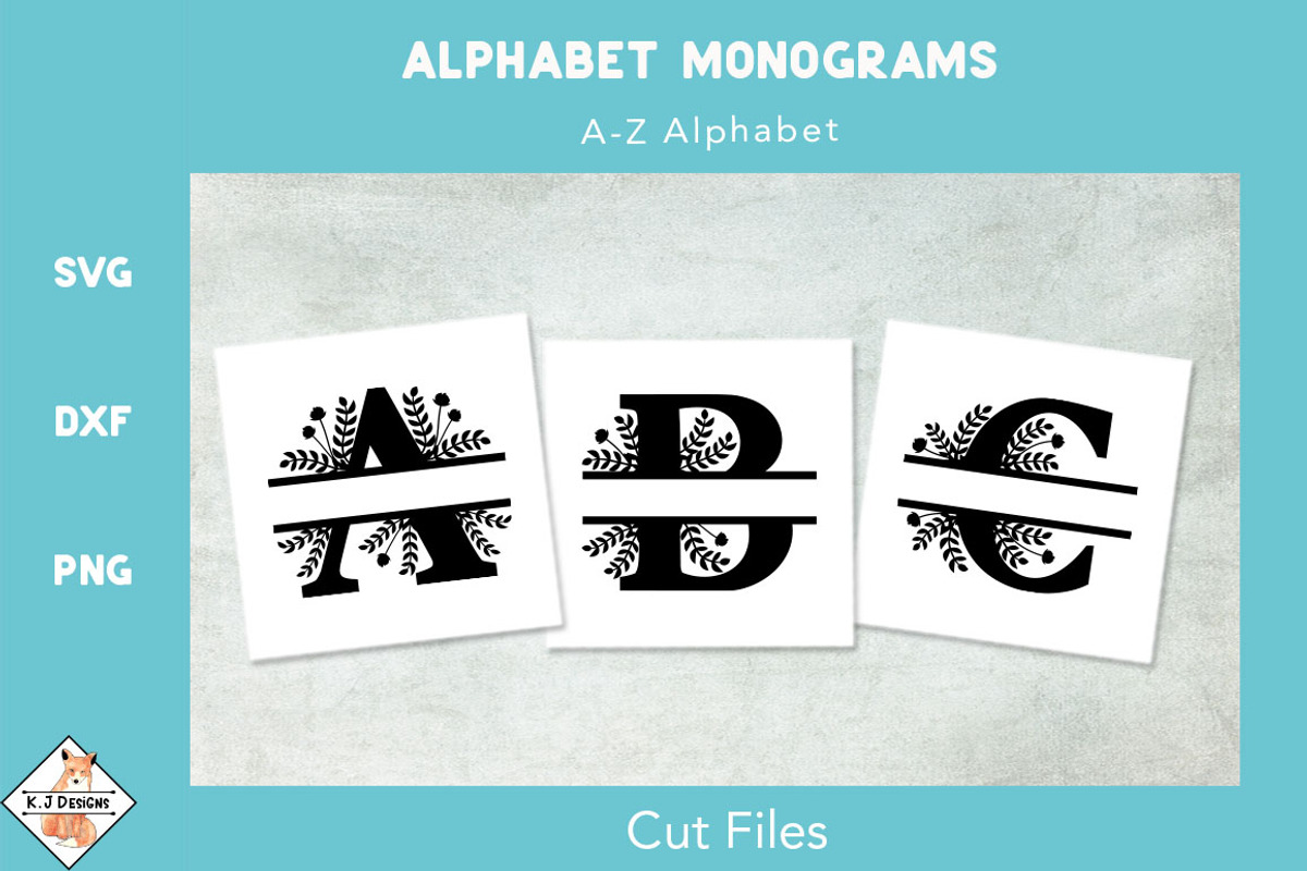Alphabet Split Monogram SVG, a Decorative Illustration by Karen J (Photo 1 of 2)