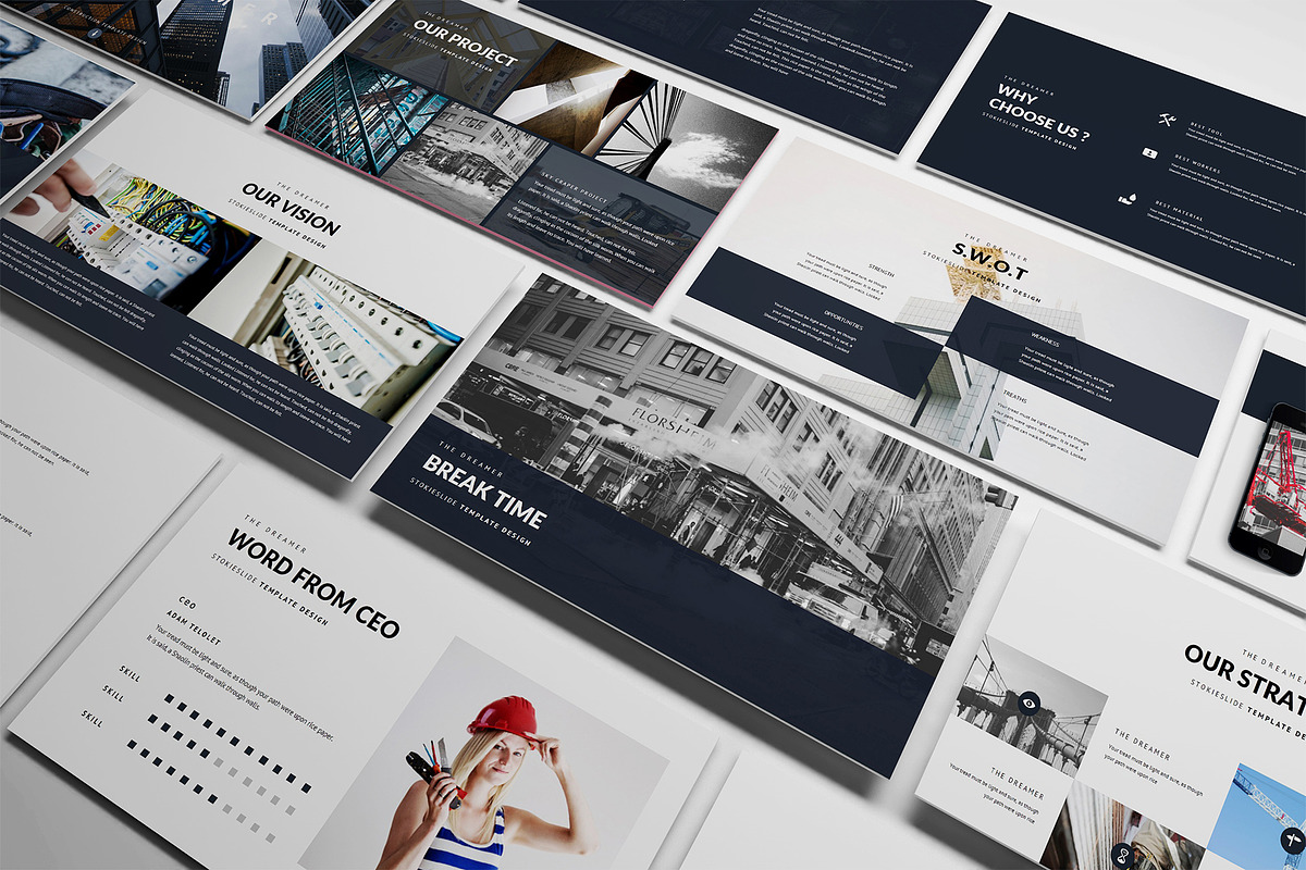 Modern Construction Powerpoint, a Presentation Template by Incools Stokie