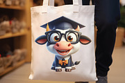 Watercolor Funny Graduation Cow PNG, an Illustration by CraftArtStudio (Thumbnail 2 of 6)
