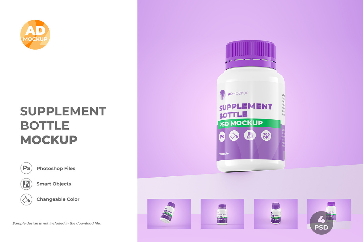 Supplement Bottle Mockup – 04 PSD, a Packaging Mockup by Adstart (Photo 1 of 5)