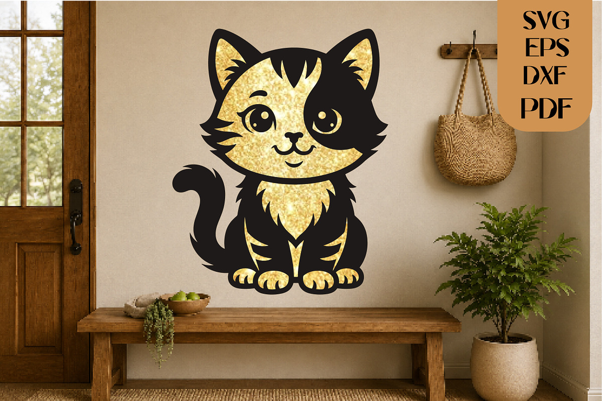 Cute Cat SVG Laser Cut File, an Object Graphic by DreamCafeArt (Photo 2 of 4)