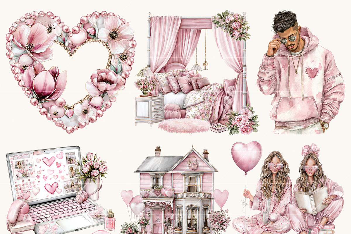 Watercolor Romantic Clipart Bundle, an Object Illustration by Design Scotch (Photo 10 of 10)