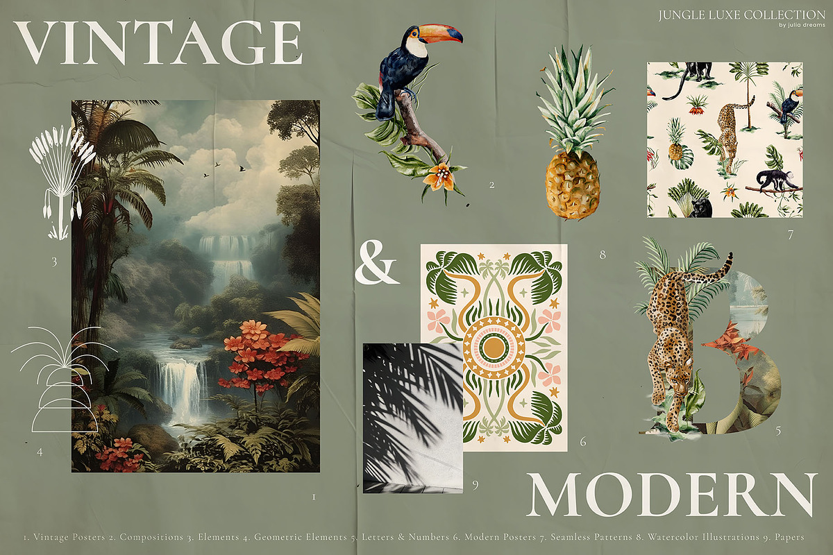Jungle Luxe Watercolor Collection, an Object Graphic by Julia Dreams (Photo 5 of 12)