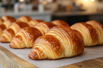 Delicious golden-brown croissants ar, a Background Photo by Pixeness