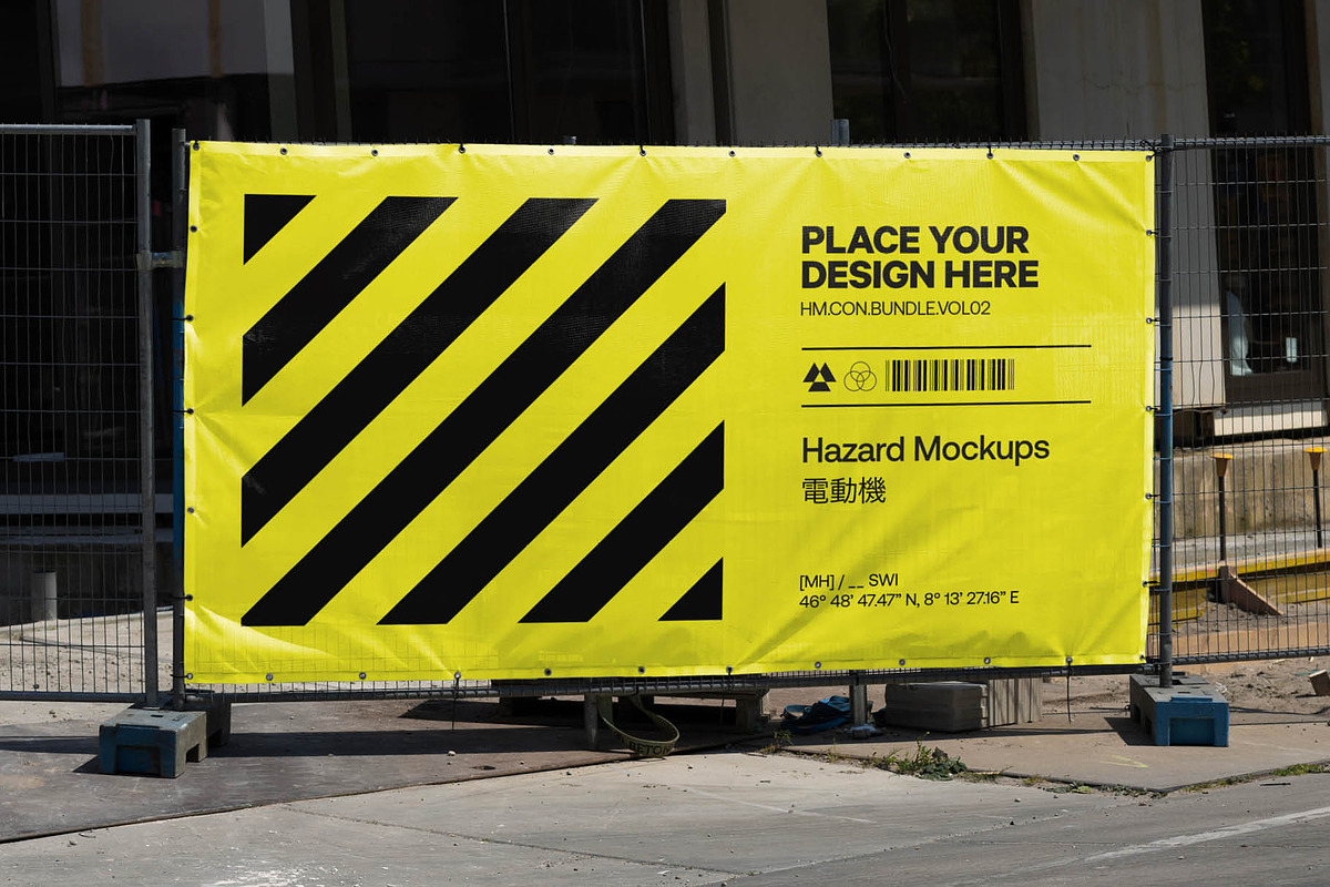 Fence Mesh Banner Mockup, an Advertising Mockup by HAZARD MOCKUPS (Photo 2 of 8)