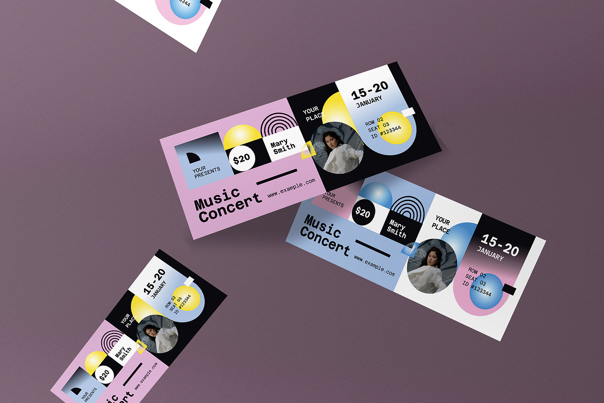 Concert Music Ticket, a Card Template by graphicook