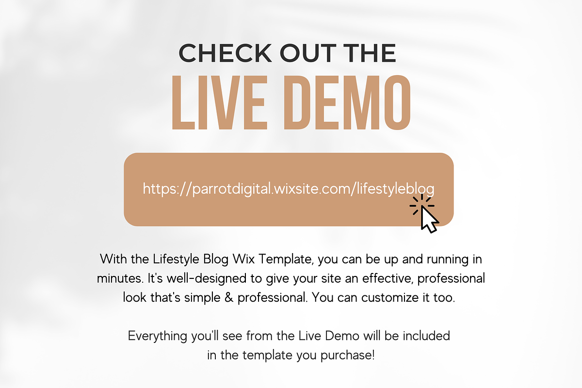 Lifestyle Blog Website for Wix, a Landing Page Template by Parrot Designs (Photo 3 of 4)