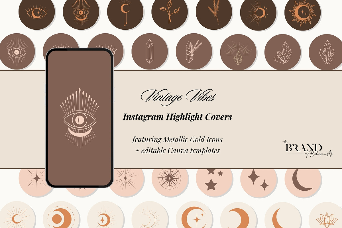 Vintage Vibes Highlight Covers, a Social Media Template by The Brand Alchemists (Photo 1 of 9)