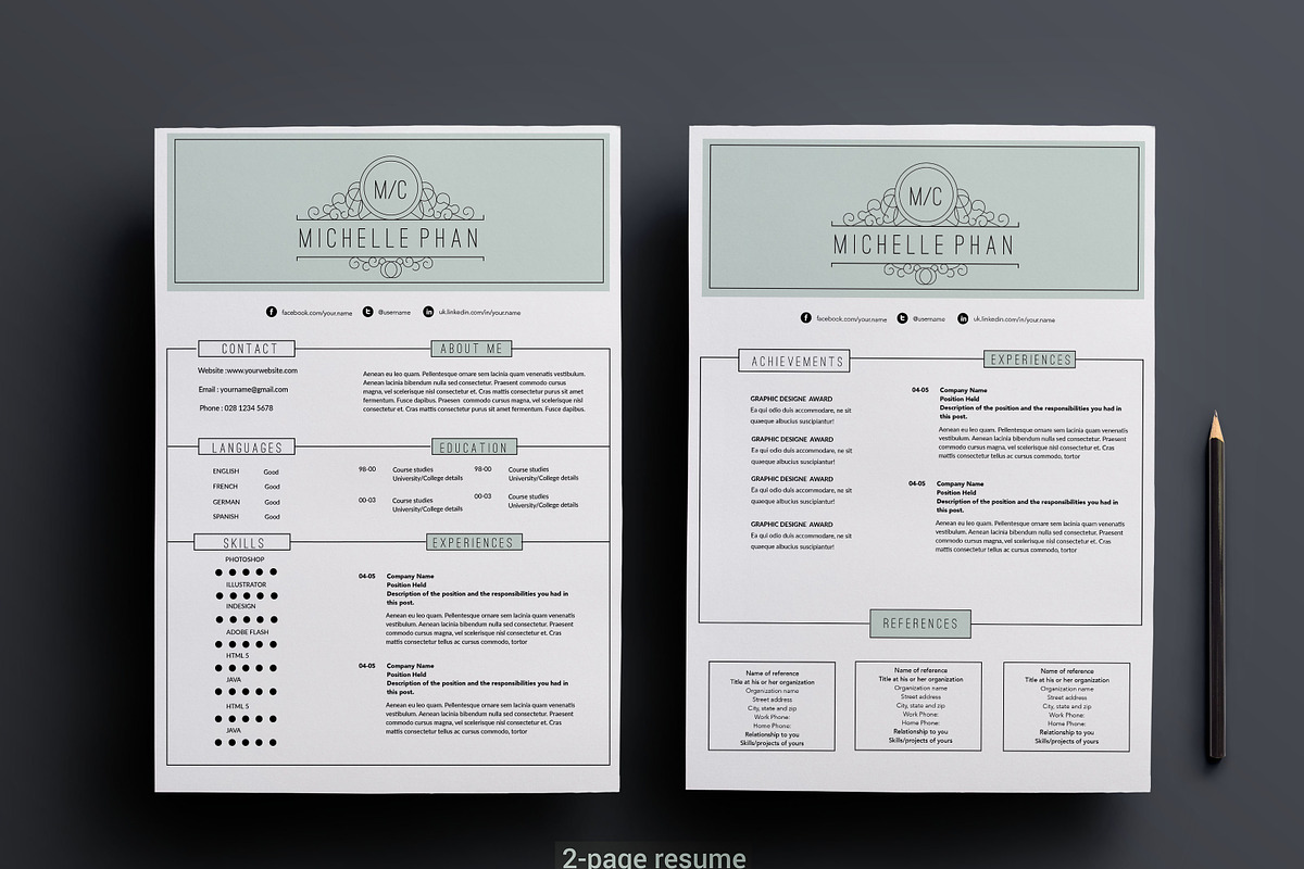 2 page CV template, a Resume Template by Chic templates