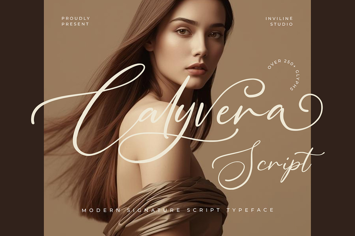 Calyvera – Quiet Signature Script, a Script Font by Inviline.co (Photo 1 of 10)