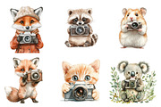 Watercolor Cute Animals Photographer, an Illustration by SinaCreation (Thumbnail 2 of 5)
