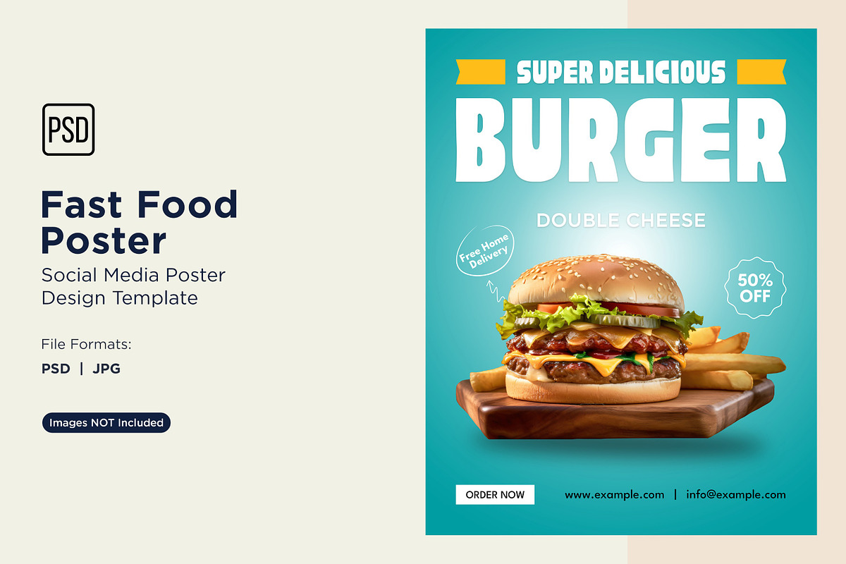 Fast Food Poster Design Template 43, a Social Media Template by shahsoft (Photo 1 of 2)