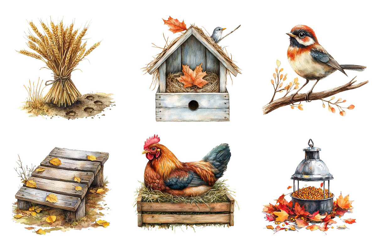 Autumn Chicken Coop Clipart, an Illustration by Dream Creation (Photo 4 of 6)