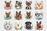 Watercolor Floral Dog Clipart, a Seasonal Illustration by Design Market (Thumbnail 3 of 5)