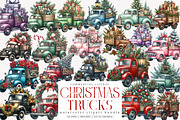 Christmas Trucks Clipart PNG, an Illustration by SinaCreation (Thumbnail 1 of 7)