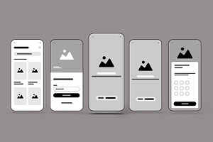 Mobile App Wireframe Template, a Wireframe Template by MightyDesign