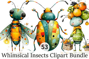Whimsical Insects Clipart Bundle, an Illustration by DreamPrint404
