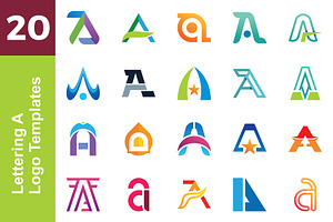 20 Logo Lettering A Template Bundle