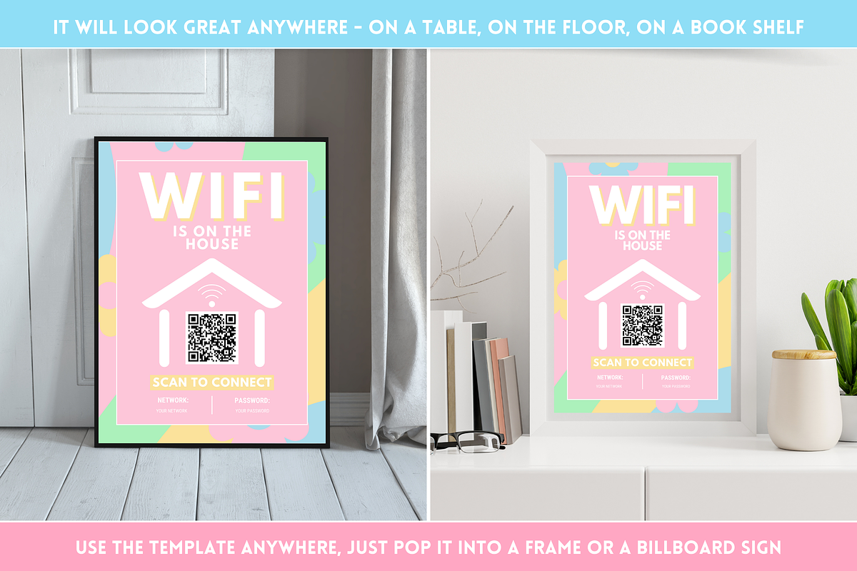 Pastel WiFi QR Code Sign, a Stationery Template by SunshineStudioBoutique (Photo 5 of 10)