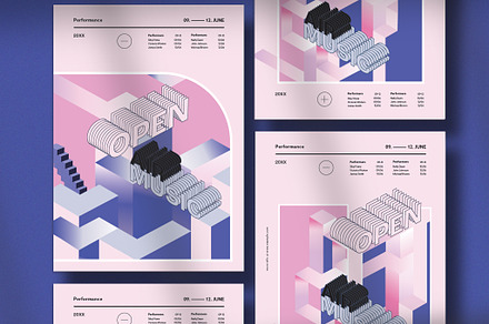 Pink & Blue Isometric Poster