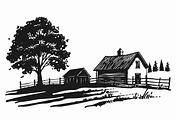 Farmhouse scene silhouette vector, an Icon by Amazin_art (Thumbnail 2 of 13)