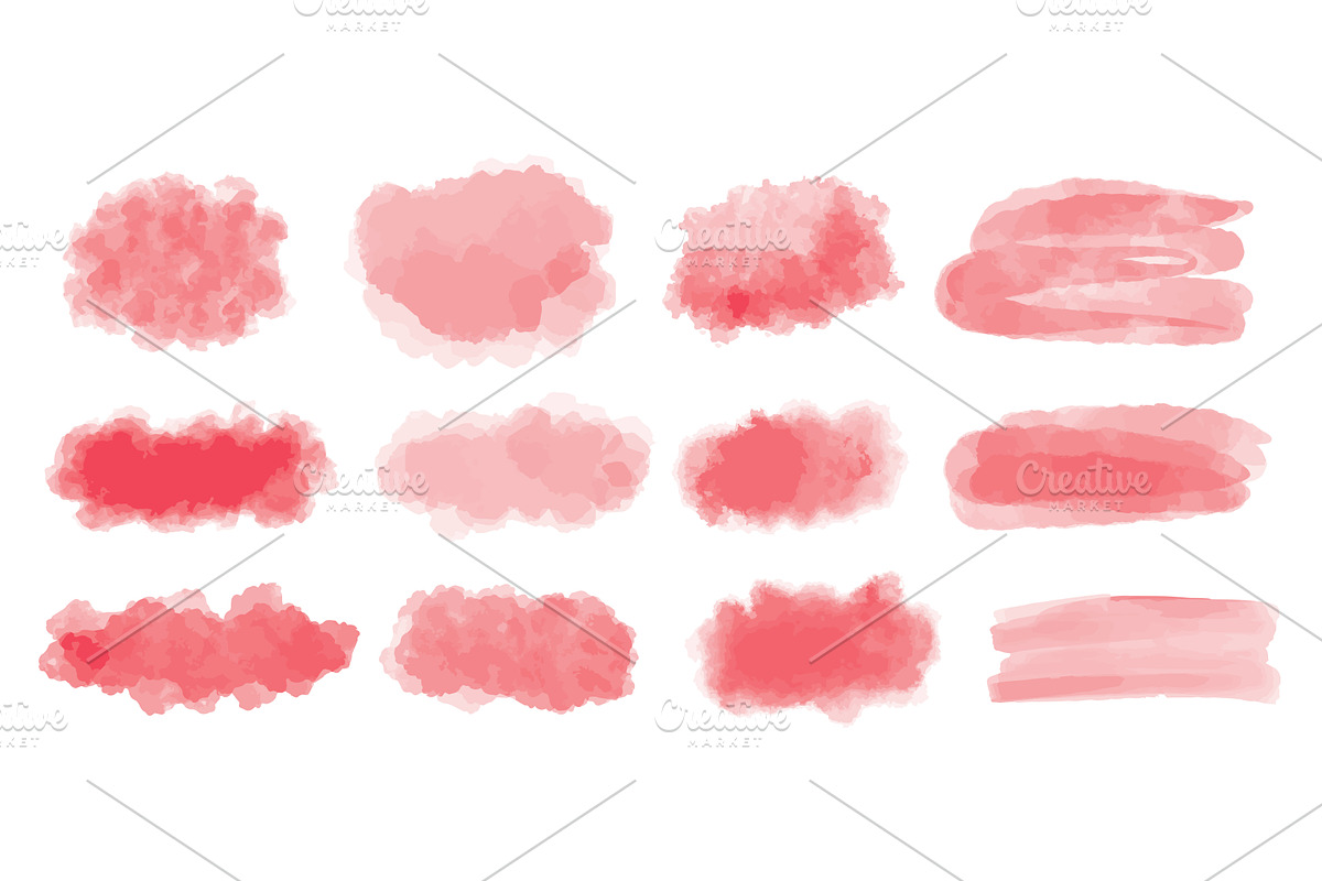 Red watercolor stains Vector, an Illustration by Tati_Kli
