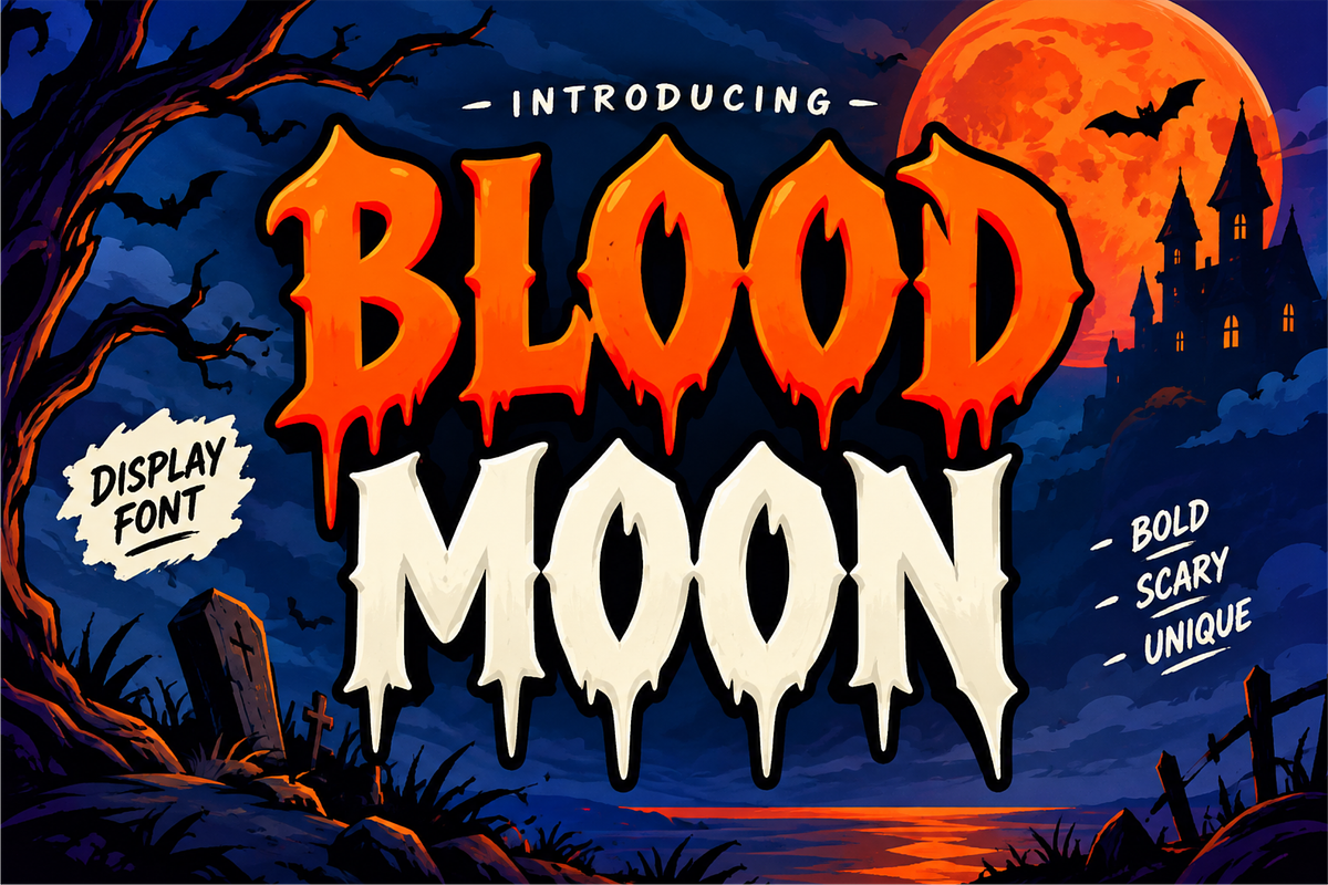 Blood Moon Hallloween Display Font, a Blackletter Font by Raffa Creative (Photo 1 of 6)