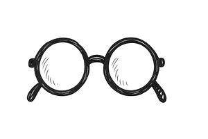 Stylish round glasses displayed on a, an Illustration by ZinetroN