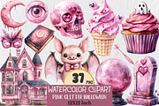 Pink Glitter Halloween Clipart, an Illustration by Rose Art (Thumbnail 1 of 5)