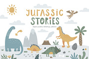 Jurassic Stories dinosaur clipart, an Illustration by Leysan Shayak (Thumbnail 1 of 8)
