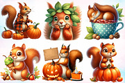 Autumn Funny Squirrel Clipart Bundle, a Seasonal Illustration by Canvas Craft (Thumbnail 4 of 8)